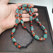 Vintage gabri eye glass venetian whiteheart and handpainted glass beads
