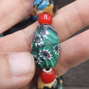 Vintage gabri eye glass venetian whiteheart and handpainted glass beads