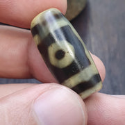 3 Eyes Pattern Agate Dzi Bead: Antique Himalayan Spiritual Charm Amulet