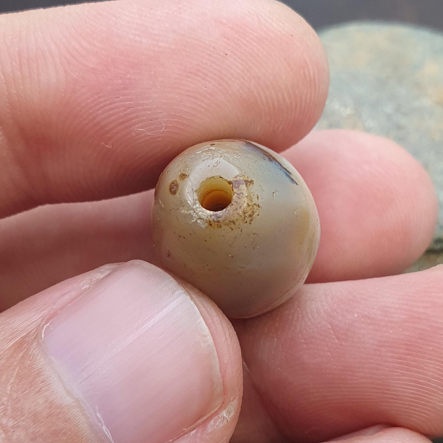 Ancient middle eastern yemeni african agate bead 1000+ years old