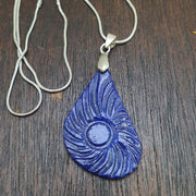 Lapis lazuli hand carved pendant necklace