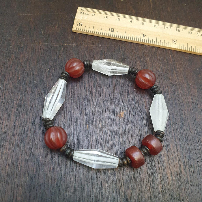 Himalayan tibetan carnelian and  himalayan quartz healing bracelet