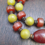 Himalayan serpentine jade & carnelian bead necklace, ethnic, healing stones