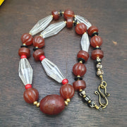 Himalayan indo tibetan agate carnelian himalayan crystal quartz  amulet necklace