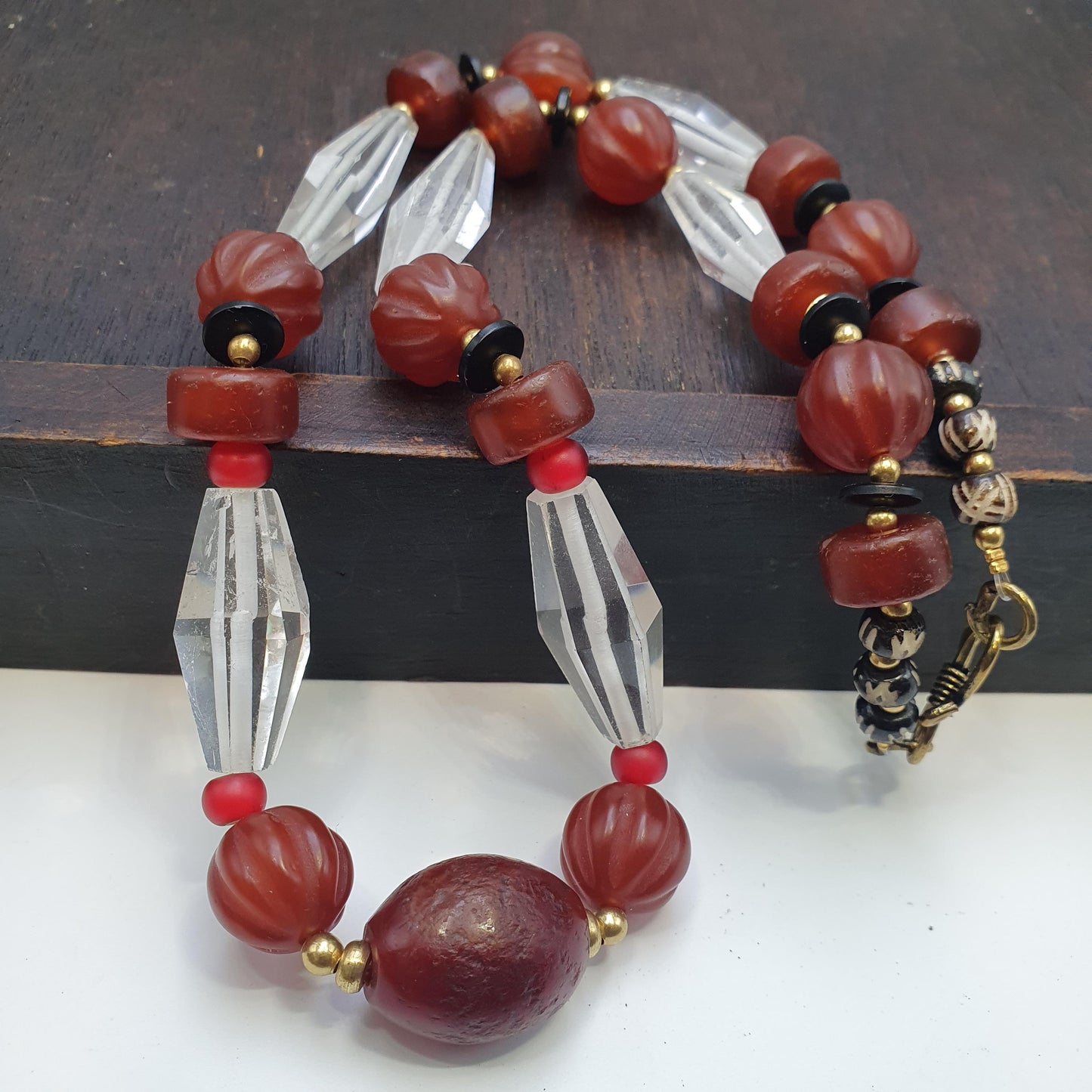 Himalayan indo tibetan agate carnelian himalayan crystal quartz  amulet necklace