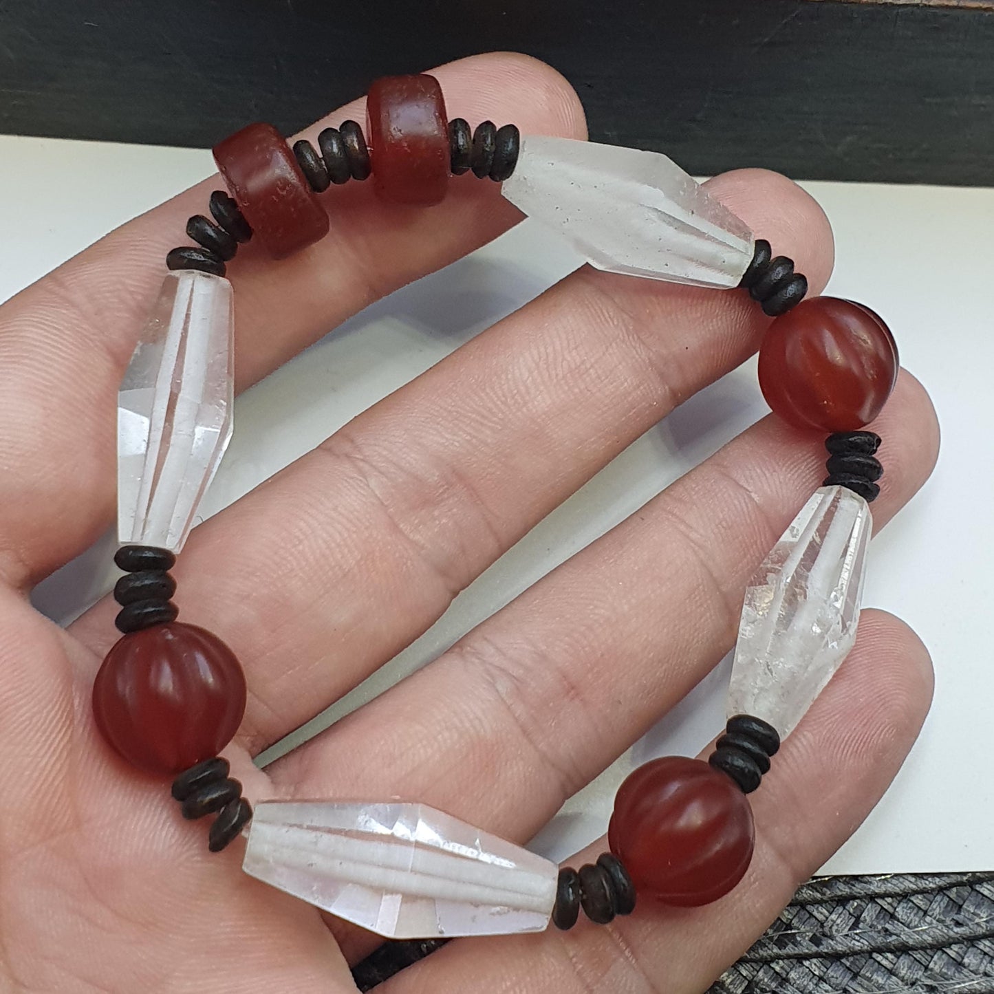 Himalayan tibetan carnelian and  himalayan quartz healing bracelet