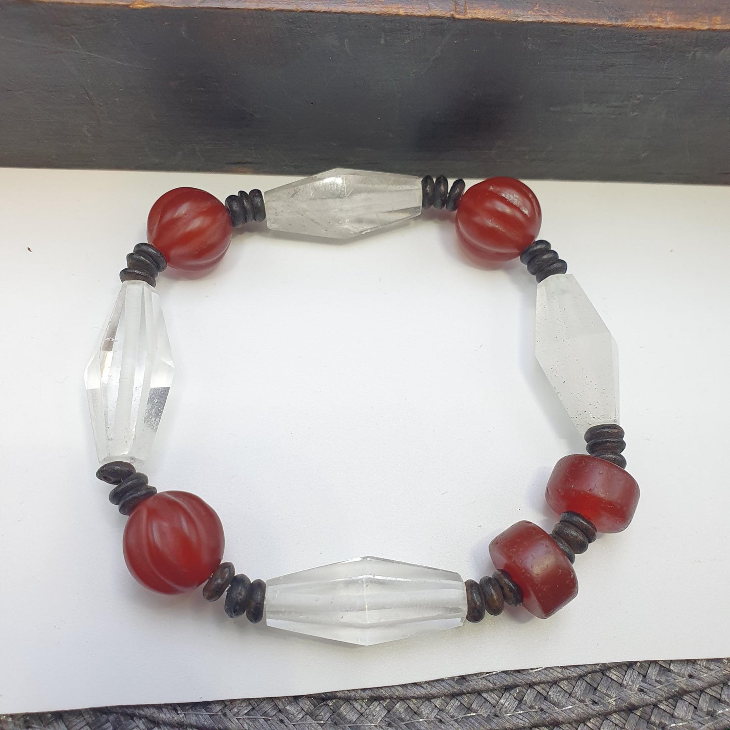 Himalayan tibetan carnelian and  himalayan quartz healing bracelet