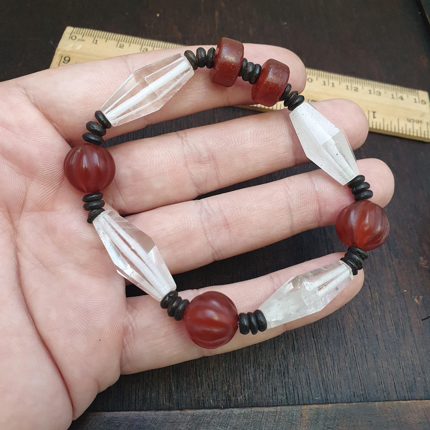 Himalayan tibetan carnelian and  himalayan quartz healing bracelet