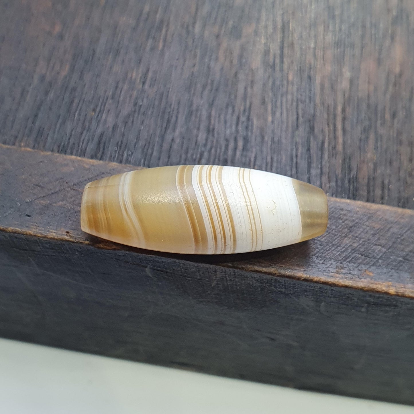 Antique ancient yemeni middle eastern yellow agate stone bead amulet