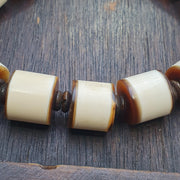 Antique Old Dzi, Yemeni Banded Bracelet, Etched Agate Beads | Tibetan Talisman, Meditation Amulet