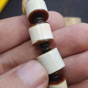 Antique Old Dzi, Yemeni Banded Bracelet, Etched Agate Beads | Tibetan Talisman, Meditation Amulet