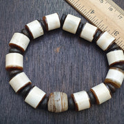 Dzi Bead Bracelet, Antique Yemeni Banded Agate Talisman, Etched Stones, Tibetan Amulet, Vintage Spiritual, Meditation