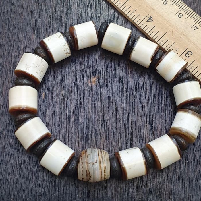 Ancient Antique old dzi agate Genuine Yemeni banded agate beads bracelet