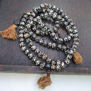 Vintage Himalayan Inscripted Spells on Yak Bone 108 Beads Rosary Mala