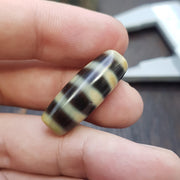 4 Lines Pattern Agate Dzi Bead: Antique Himalayan Spiritual Charm Amulet