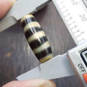 4 Lines Pattern Agate Dzi Bead: Antique Himalayan Spiritual Charm Amulet