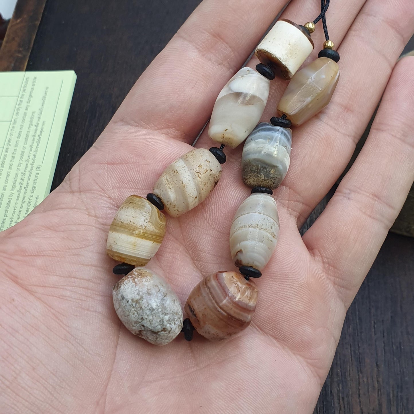 Lot 9 ancient middle eastern yemeni african agate beaded bracelet 1500+ y old