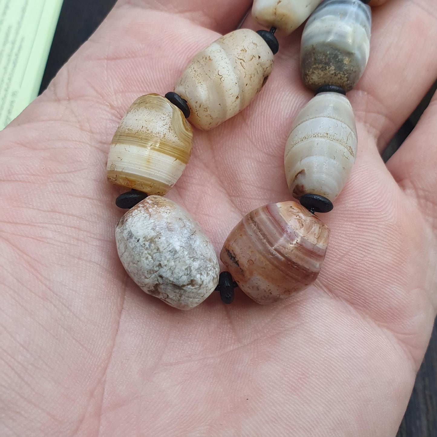 Lot 9 ancient middle eastern yemeni african agate beaded bracelet 1500+ y old