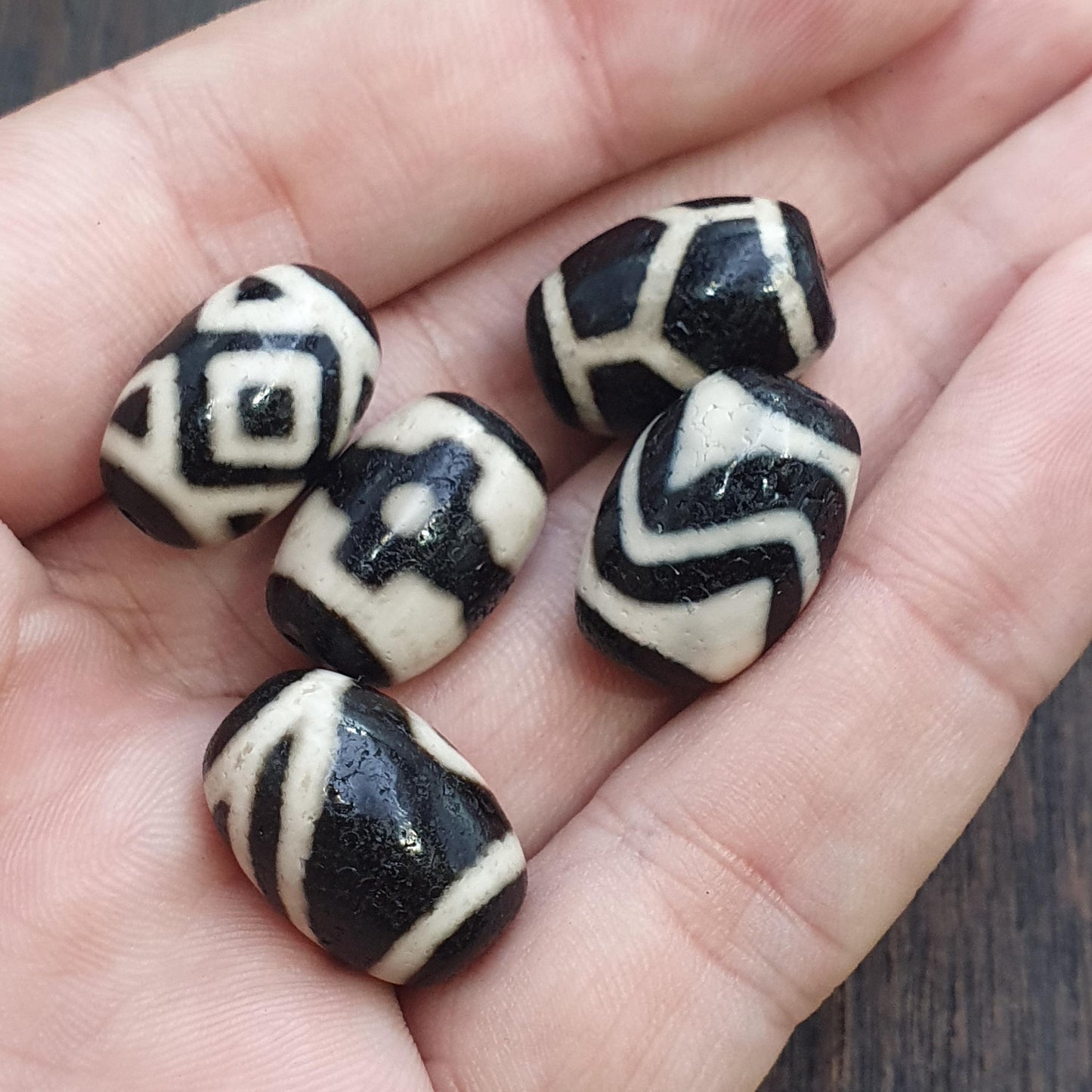Lot 5 tibetan dzi bead old amulet agate vintage tibet pendant necklace