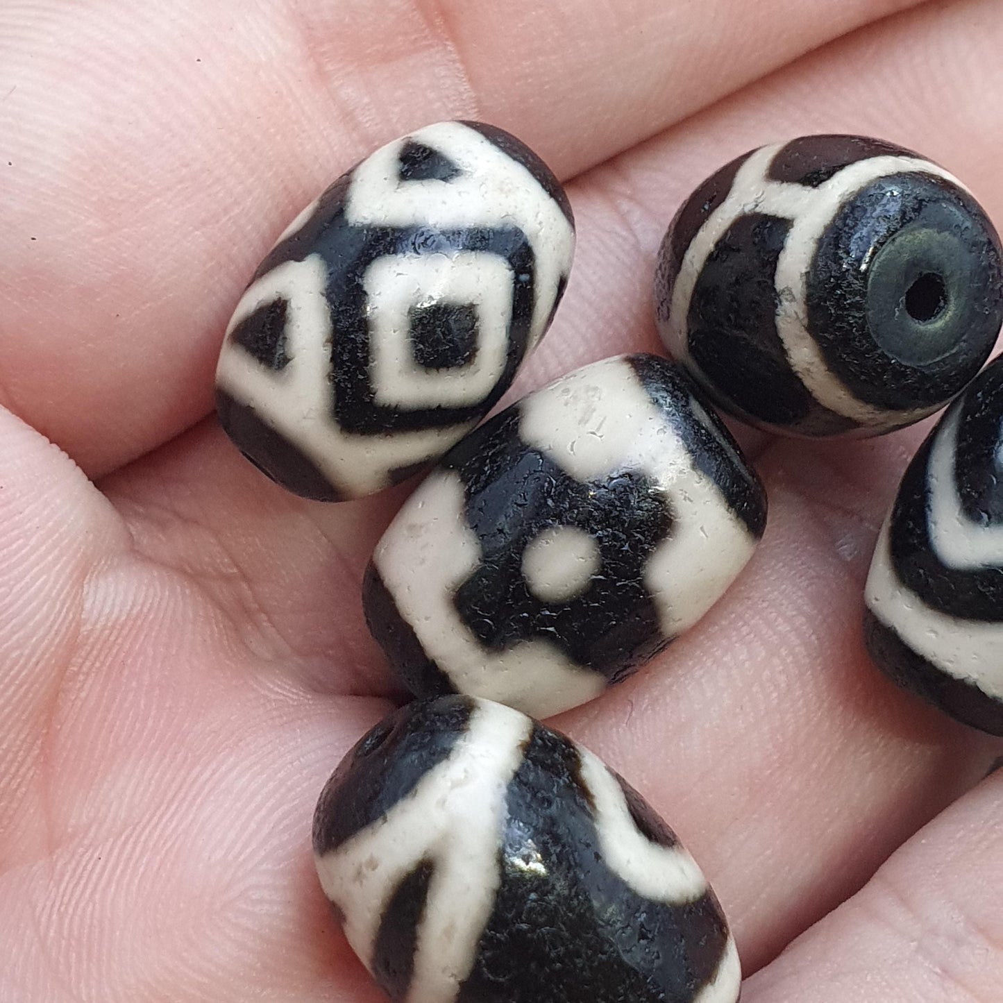 Lot 5 tibetan dzi bead old amulet agate vintage tibet pendant necklace