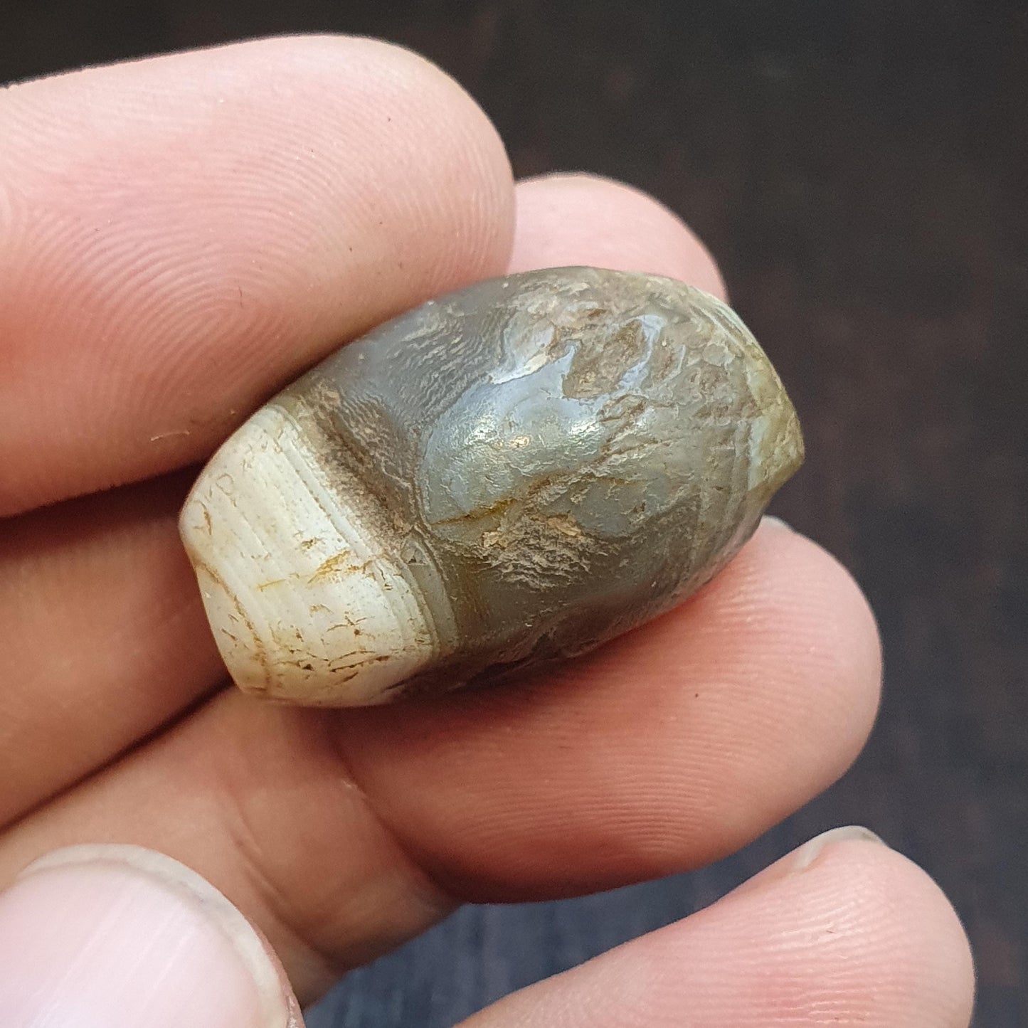 Ancient himalayan indo tibetan agate bead, spiritual amulet, collectible bead