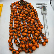 Vintage very unique eyes- floral pattern glass beaded strand necklace 18-19mm
