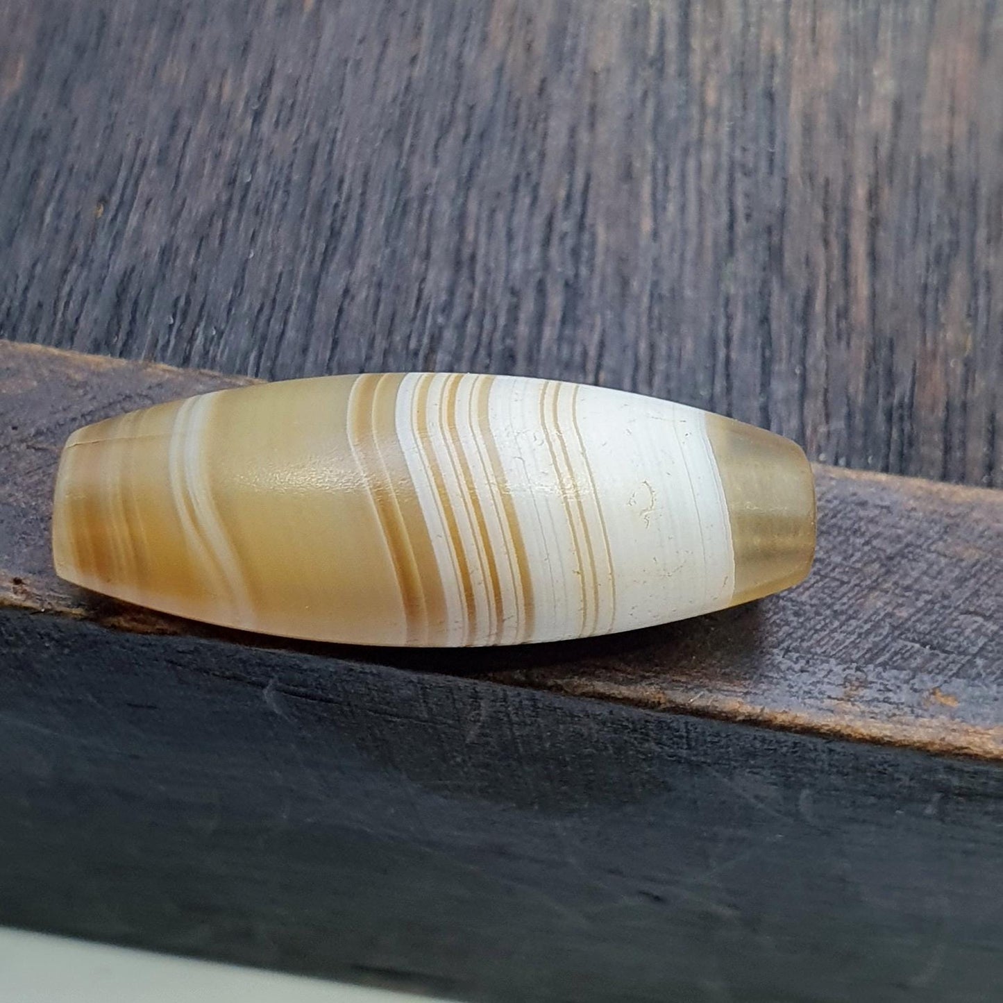 Antique ancient yemeni middle eastern yellow agate stone bead amulet