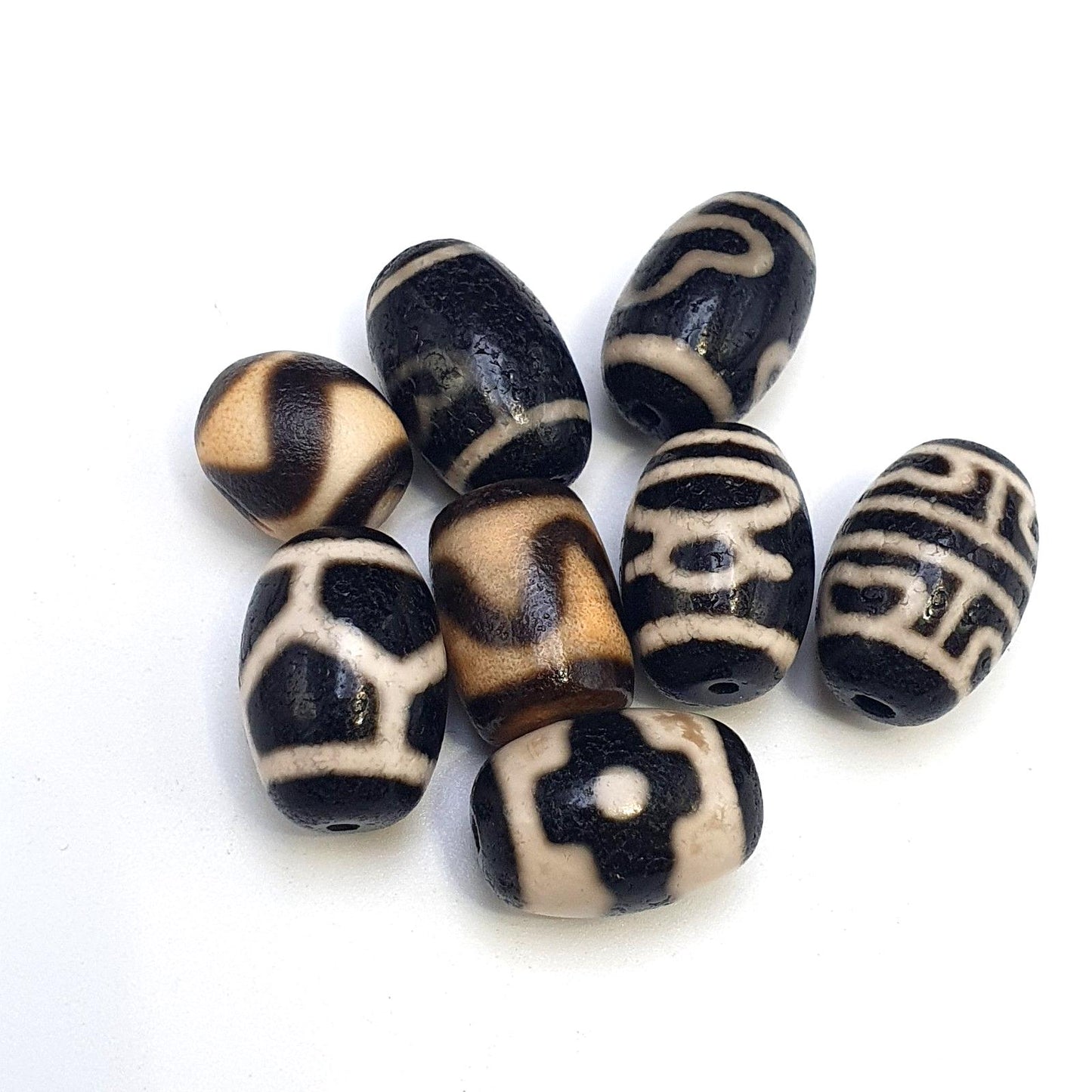 Lot 8 tibetan dzi bead old amulet agate vintage tibet pendant necklace