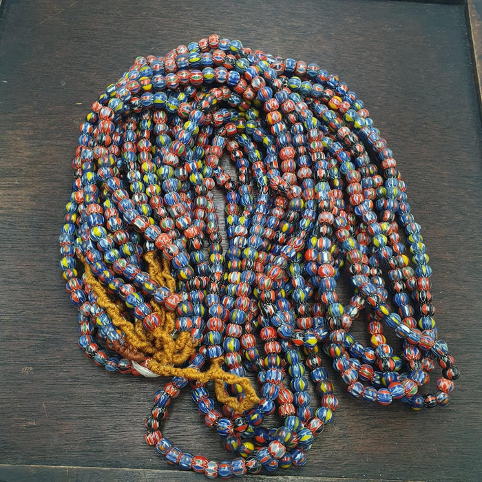 Vintage venetian african style glass chevron 6.5-6mm beads long strand