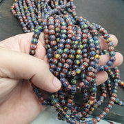 Vintage venetian african style glass chevron 6.5-6mm beads long strand
