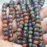 Vintage venetian african style glass chevron 6.5-6mm beads long strand