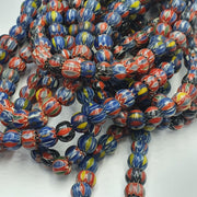 Vintage venetian african style glass chevron 6.5-6mm beads long strand