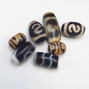 Lot 7 tibetan dzi bead old amulet agate vintage tibet pendant necklace