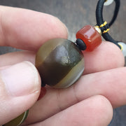 Natural mongolia gobi eyes agate & tibetan carnelian stone bead necklace