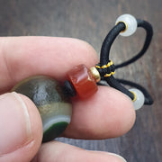 Natural mongolia gobi eyes agate & tibetan carnelian stone bead necklace