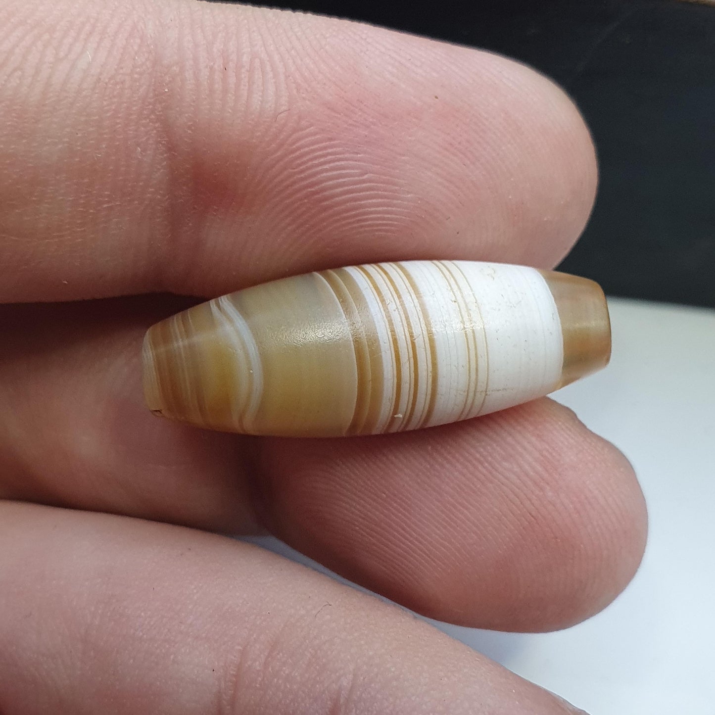 Antique ancient yemeni middle eastern yellow agate stone bead amulet