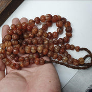 Vintage himalayan tibetan carnelian carved agate melon shape beaded necklace