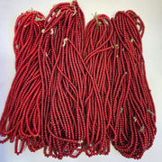 Venetian Heart Beads, Antique Trade Strand | Glass | 5-5.5mm, Cranberry Red White, Vintage Italian
