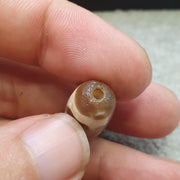 Old tibetan 3 eyed sky and earth agate stone dzi bead amulet