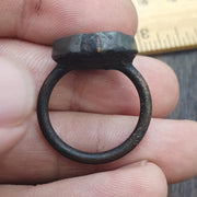 Antique Style Agate Intaglio Ring – Mythical OX & Star Symbol Bronze ring
