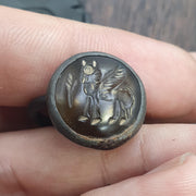 Antique Style Agate Intaglio Ring – Mythical Animal Symbol Bronze ring