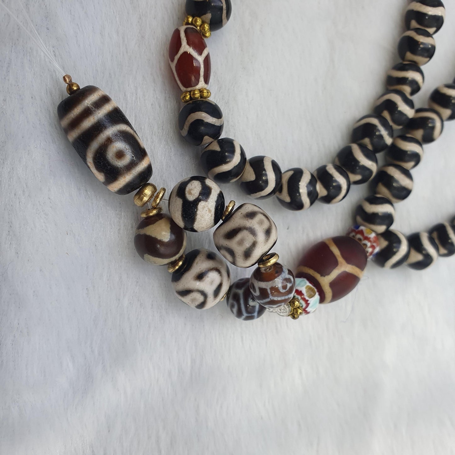 Tibetan Agate Dzi Amulet antique mala Rosary Spiritual beads