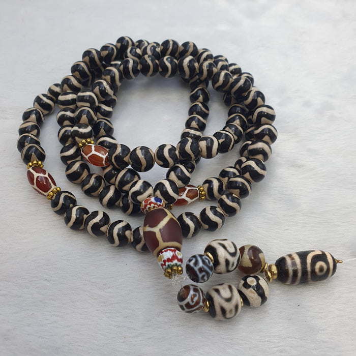 Tibetan Agate Dzi Amulet antique mala Rosary Spiritual beads