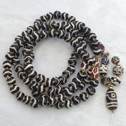 Tibetan Agate Dzi Amulet antique mala Rosary Spiritual beads