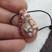 Agate Amulet Necklace: Beautiful patina carnelian Amulet Bead Pendant Necklace
