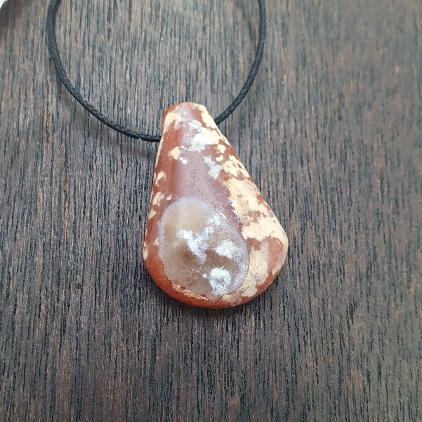 Agate Amulet Necklace: Beautiful patina carnelian Amulet Bead Pendant Necklace