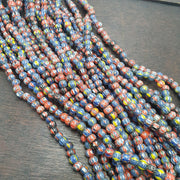 Vintage venetian african style glass chevron 6.5-6mm beads long strand
