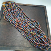 Vintage venetian african style glass chevron 6.5-6mm beads long strand