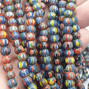 Vintage venetian african style glass chevron 6.5-6mm beads long strand