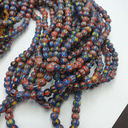 Vintage venetian african style glass chevron 6.5-6mm beads long strand
